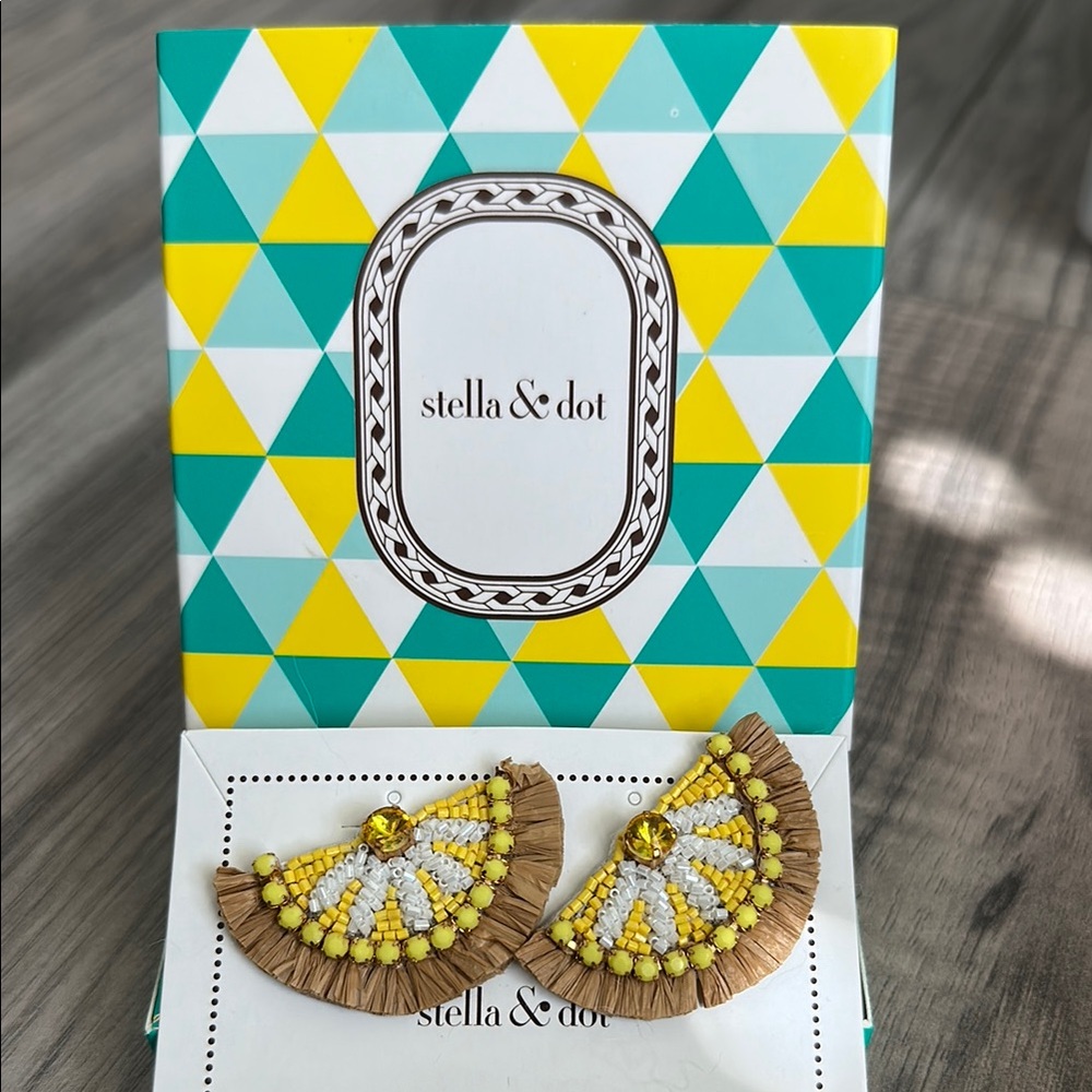 STELLA & DOT *Retired* Embroidered Lemon Earrings